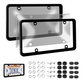 License Plate Covers & Frames,2 Pack License Plate Covers and Frames Combo,Unbreakable Car License Plates Shields Holder Fits Any Standard US Plates with Screws Caps (Gray)