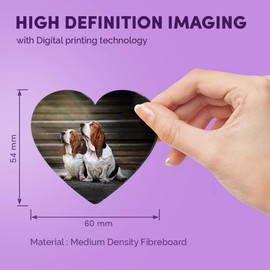 1 x Heart MDF Magnets - Bassett Hound Puppy Dog Couple 16330