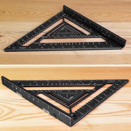 7.5" Magnetic Rafter Square with Jig Block - Multi-Angle Measuring Tool (90° & 180°) for Precise Carpentry & Flatwork(Red) (Black)