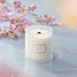 LA JOLIE MUSE Jasmin du Lotus Candle, Mothers Day Candle for Mom, Wood Wicked Scented Candles Gifts for Women&Men, Large Jar Candle for Home, 90 Hours Long Burning, 19oz