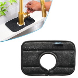 The Original Ternal Sinkmat Drip Catcher & Splash Guard, Faucet Mat for Sinks – Absorbent Microfiber, Machine Washable Counter Protector & Drying Mat for Kitchen, Bathroom or RV [Black, Mini, 1 Pack]