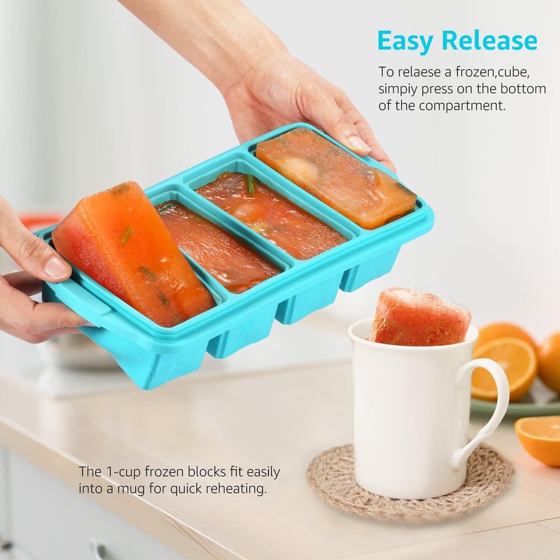 Ztomine Silicone Freezer Tray With Lid - Silicone Freezer Food