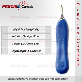 PRECISE CANADA: Box of 100 Pieces Carbon Steel Scalpel Blade #12 With Free Handle # 5 Blue Color Plastic Handle