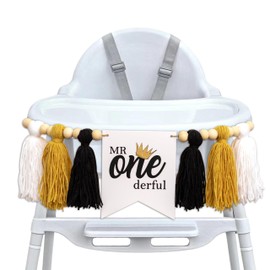 ZAIBIANHAO Wild One Highchair Banner - Jungle Safari Birthday Decorations,Wild High Chair Yarn Tassel Banner,Wild One Tassel Garland for First Birthday (wild one banner tassel)
