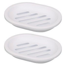 Topsky Soap Dish for Shower, 2pcs Soap Dishes Soap Savers for Bar Soap, Soap Bar Holder Shower with Drip Tray, Plastic Soap Holders with Drain for Kitchen Sink, Easy to Clean, Dry,White