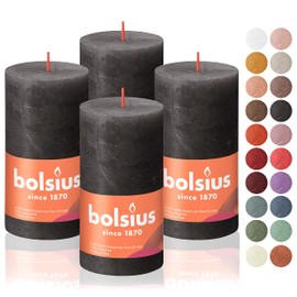 BOLSIUS 4 Pack Black (Stormy Gray) Rustic Pillar Candles - 2.75 X 5 Inches - Premium European Quality - Includes Natural Plant-Based Wax - Unscented Dripless Smokeless 60 Hour Party Decor Candles