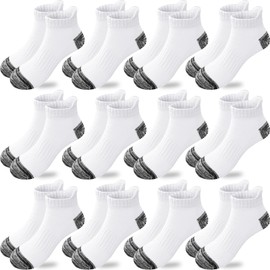 Bemeol Boys Socks 12 Pairs Boy Ankle Socks Kids Athletic Cotton Sports Low Cut Casual Sock(7-10 Years)