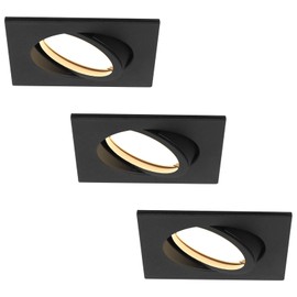 HCFEI LED Recessed Spotlight Ultra Flat 425 Lumen 230 V 5 W Dimmable Square Housing Swivelling Black (3 - Warm White)