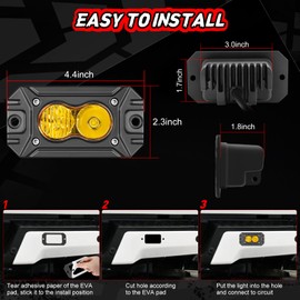 Flush Mount Pod Lights Yellow, Auto Power Plus 2PCS 40W LED Driving Light Cube Amber LED Pods Off Road Bumper Fog Lights Flush Backup Light Bar for Truck Pickup ATV UTV Boat 4x4