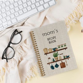QLMX Mom Gifts Spiral Notebook, Mom’s Recipe Lined Journal Notebook, Mom Recipe Book to Write in Your Own Recipes, Mom Notebooks for Kitchen, Mother’s Day Birthday Gifts for Women, 5.5x8.3 Inch