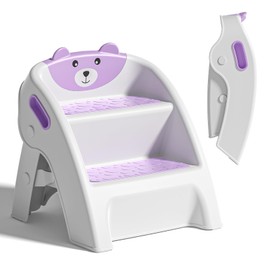 Folding Kids Step Stool for Bathroom and Potty Training,Anti-Slip, Anti-Tip A-Frame Design with 10-Second Setup-Potty 2 Step Stool for Toddlers