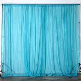 BalsaCircle 10 feet x 10 feet Turquoise Sheer Voile Backdrop Drapes Curtains 2 Panels 5x10 ft - Wedding Ceremony Home Decorations