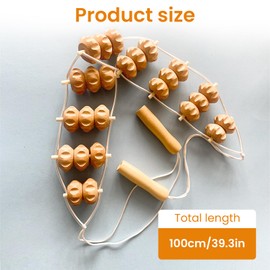 HAINLOGWANG Rückenmassage, Massageroller Rücken Mit Griff, Massageroller Holz, Faszienrolle Holz Für Nacken, Beine, Rücken, Körper (110 X 7,5 Cm)