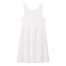 Wacoal Kids Junior CSX570 Refreshing Laboratory Girls' Slip, Organic Cotton Premium Blend, Sweat Absorbent, Quick-Drying, Antibacterial and Odor Resistant, white