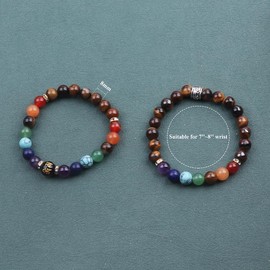 KSQS Chakra Bracelets for Women, Yoga 7 Chakras Crystals Healing Gemstone Bracelet for Anxiety, 8mm Crystal Meditation Energy Balancing Bracelets Essential Oil Diffuser(#81)