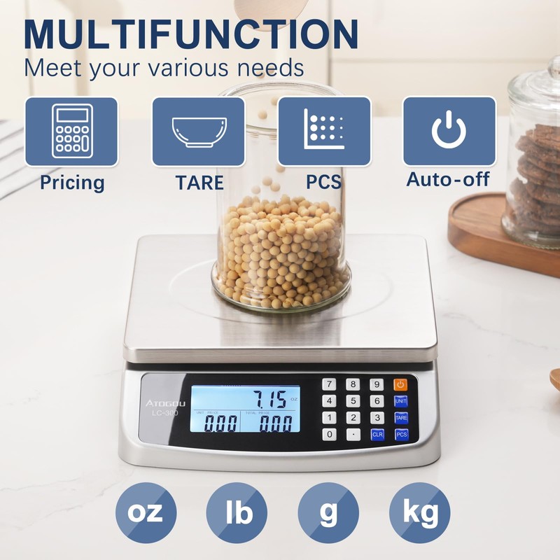 Atogou 66lb Food Scale, Commercial Kitchen Scale with Price Computing,