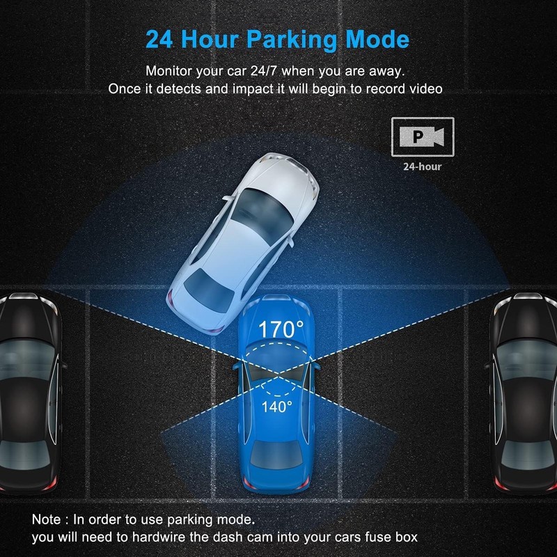 Car Dash Camera 4K 1080P 2.45in IPS Screen 170 Wide