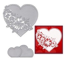 Hying Wedding Heart Frame Cutting Dies for Card Making Photo Album Decorations, Hollow Flowers Lace Die Cuts Loving Heart Dies Stencils Embossing Template for DIY Scrapbooking Craft