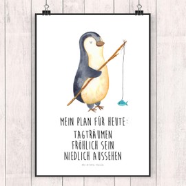 Mr. & Mrs. Panda DIN A3 Poster Penguin Angler - Gift, Planner, Gift Idea, Room Decoration, Motivation, Design Poster, Wall Decoration, Fisherman