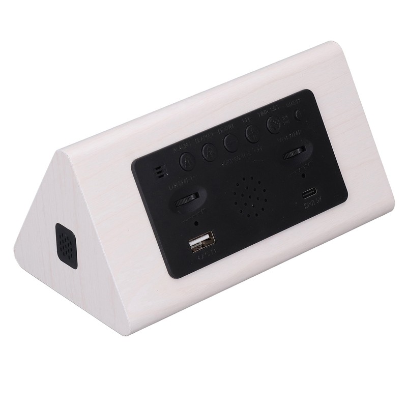 LED Digital Alarm Clock Multipurpose Wooden Clock with Voice Control