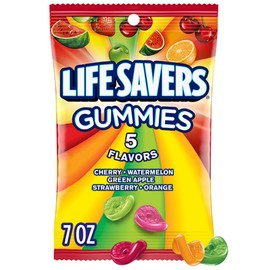 LIFE SAVERS 5 Flavors Gummies Candy Bag, Gummy Candy for Goodie Bags, Road Trips, Treats, 7 oz (Pack of 12)