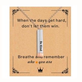 FAOYUDAWEI Be Kind Of A Tube B Motivational Necklace for Women Stainless Steel Square Pendant with Hidden Message Inspirational Funny Christmas Best Friends Sisters Jewelry Gifts Rose Gold Silver