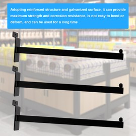 Vkinman 10 PCS 12 Inches Slat Wall Faceout, Slatwall Hooks, Metal Square Straight Arm Hooks, Metal Heavy Duty Slat Wall Hooks Accessories for Retail, Clothing, Garage, Shop Display, Black