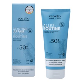 eco elio SPF 50+ Face & Body Sunscreen – 200ml "Routine Affair" | Natural Face Sun Cream | Reef Safe, Fragrance-Free, No Octocrylene or Microplastics | Eco Skincare for Sensitive Skin I Organic