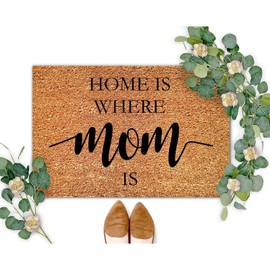 SILYHEART Home is Where Mom is Coir Mat Bible Verse Doormats Rustic Thick Durable Non Slip Mat for Home Entrance Floor Door Porch 16x24in