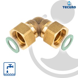 tecuro Angle 90°, union nut on both sides 3/4 inch (flat sealing) – MS blank CW617N according to drinking water regulation 50930-6