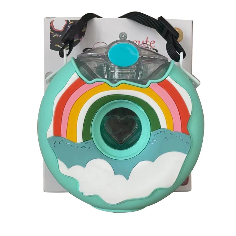 Doughnut Bottle 380ML Cute Leakage Proof Portable BPA Free Silicone