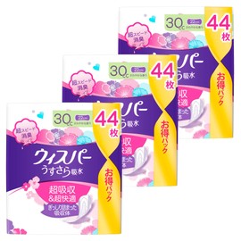 Whisper Thin Water Absorption, 1.0 fl oz (30 cc), 8.7 inches (22 cm), 132 Sheets (44 Sheets x 3 Packs) (For Women, Absorbent Care, Urine Leak Pad) (For Small Volumes)