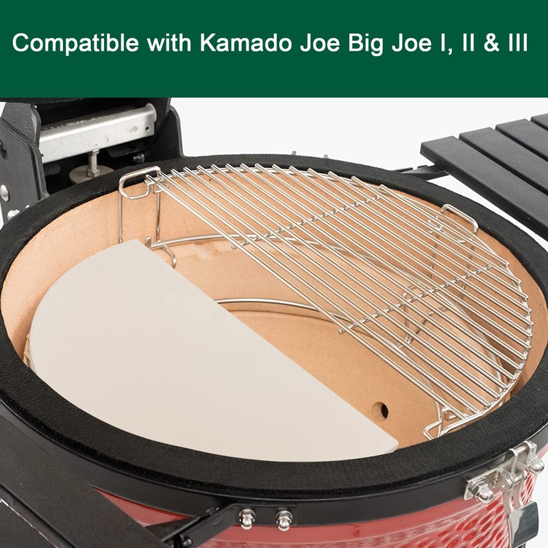 Quantfire Half-Moon Ceramic Heat Deflector Plates for Kamado Joe Big