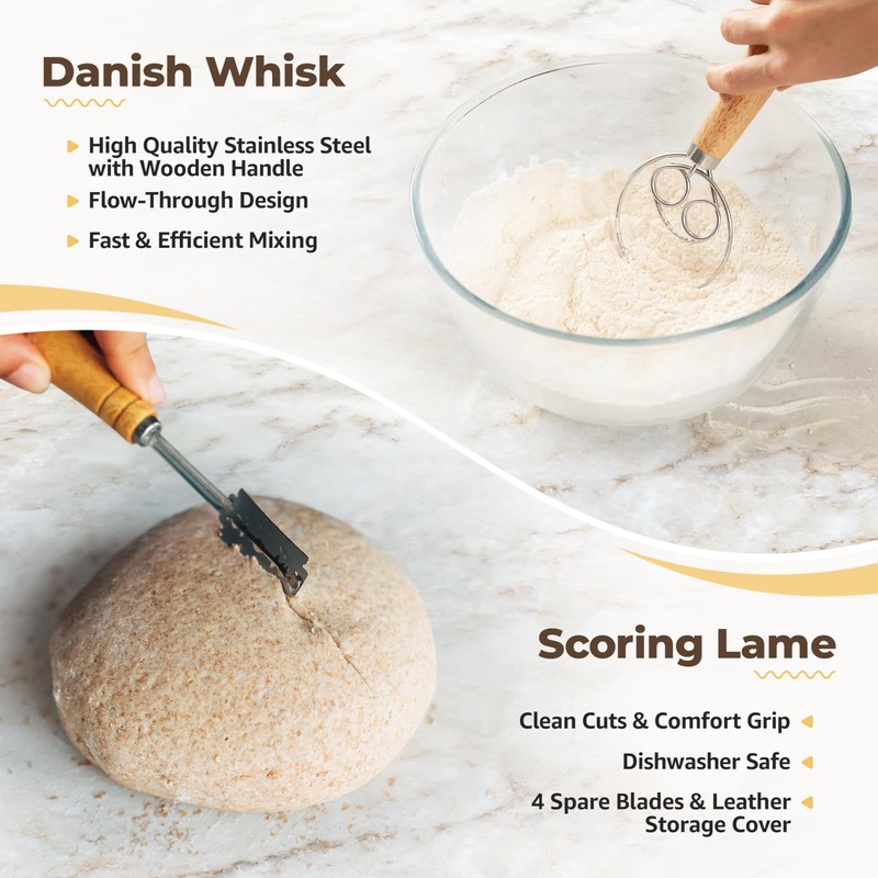 Banneton Bread Proofing Basket, 9inch Round Sourdough Starter Kit, Sourdough
