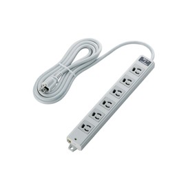 Elecom T-WRMK3630LG/RS Power Strip, Lightning Guard, Outlet, 6 Outlets, 3P Plug, Magnet, 9.8 ft (3 m), Gray