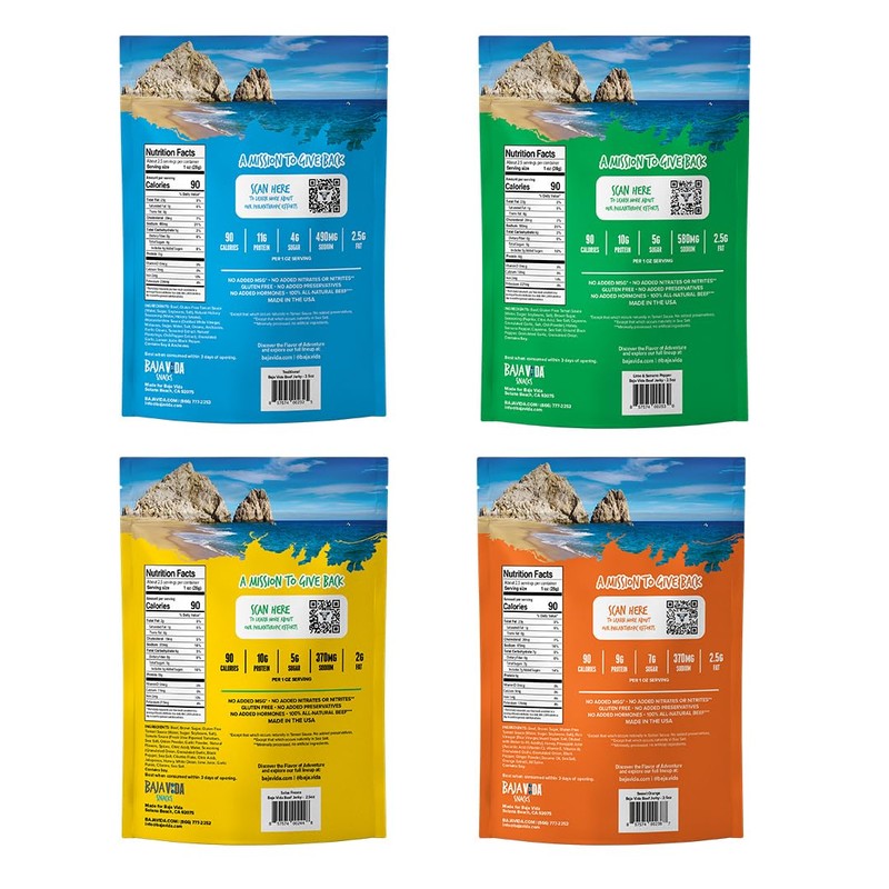 Baja Beef Jerky Sampler Pack - 100% All Natural Beef