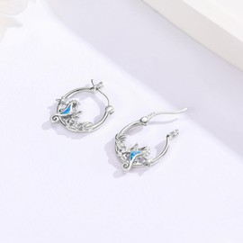 KoyeKei Seahorse Hoop Earrings for Women 925 Sterling Silver Sea horse Huggie Earrings Blue Opal Beach Ocean Themed Jewelry Seahorse Gifts for Daughter Girlfriend