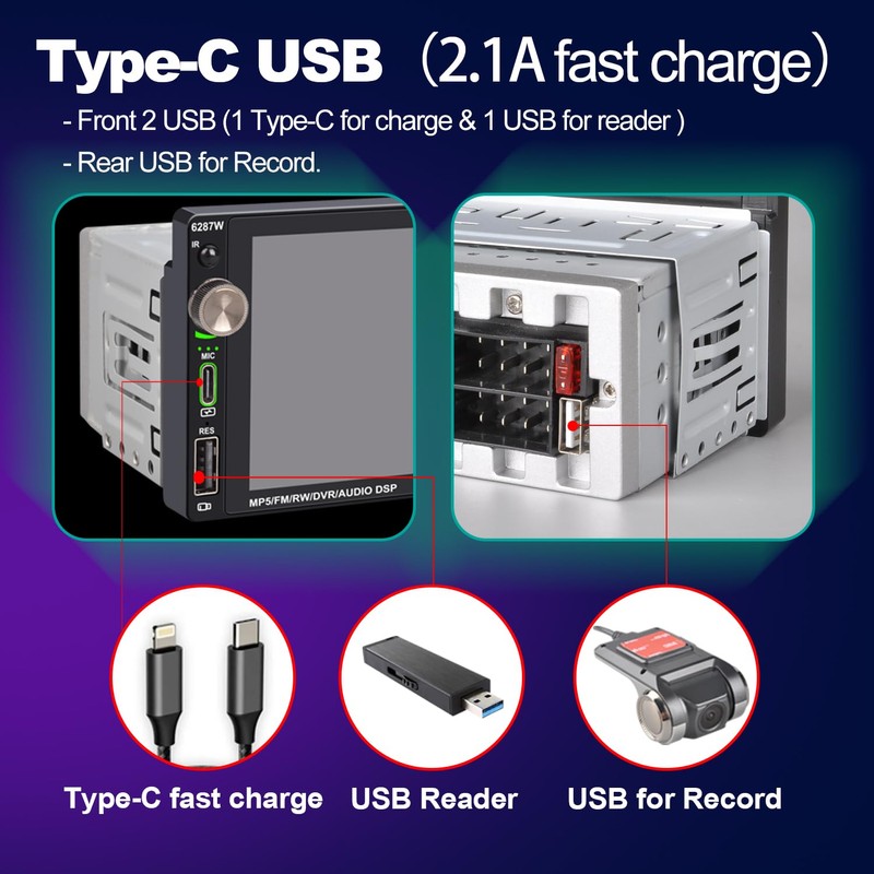 Alondy Single Din Car Touchscreen Radio (6.9-inch) Compatible with [Wireless]