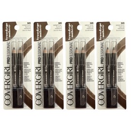 4 Pack Covergirl Brow & Eye Markers Pencil 505 Midnight Brown 2 ct w/ Sharpener