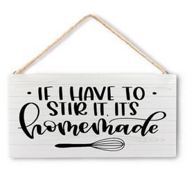 UNCDLV Funny Kitchen Wall Decor, If I Have to Stir It It's Homemade Wooden Hanging Signs Plaque, Rustic Kitchen Wall Decor, Funny Kitchen Signs Wall Decor, 12x6 Inches