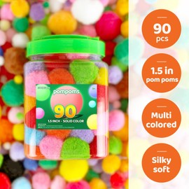 Eppingwin Eppingwin 90PCS Multicolor Pom Poms, 1.5 Inch Soft Pompoms for Crafts, Assorted Colors 4CM Big Pompoms for Arts & Crafts DIY Projects