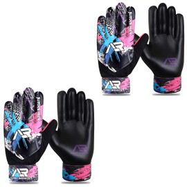 Arsh Sports 2Pack Goalkeeper Gloves for Kids, Youth and Adult Football Soccer Goalie Gloves with 4-mm Latex Spine & Double Wrist Protection (Pink, Size 4 Suitable for 6 to 9 Years Old)