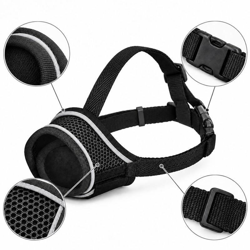 Adjustable Dog Muzzle – Breathable Soft Pet Mouth Cover for