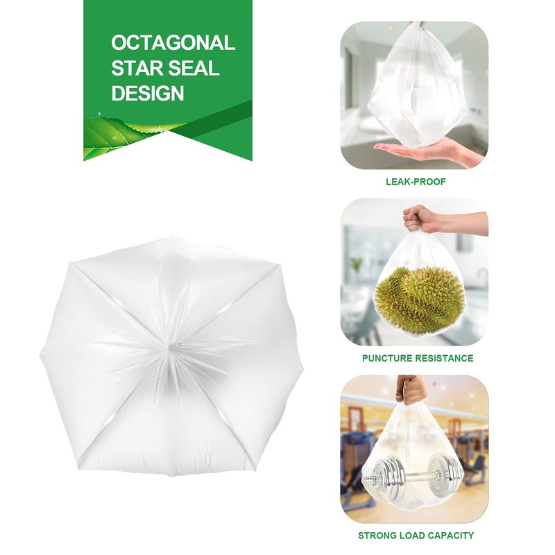 FORID 13 Gallon Trash Bags - Clear Plastic Garbage Bag
