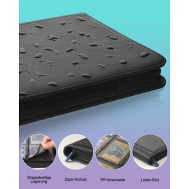 Lictin Trading Card Album 504 Pockets Trading Cards Sleeves Card Films Trading Cards Folder with Zip and Black Leather Cover