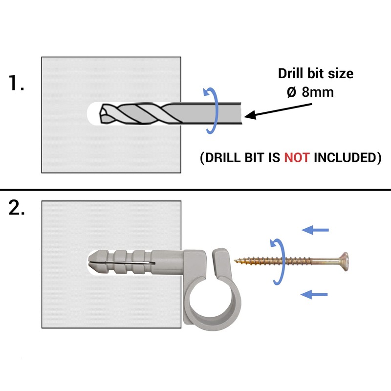 (Pack of 10) Grey Plastic Clamps for 13-15mm Pipes, Hose