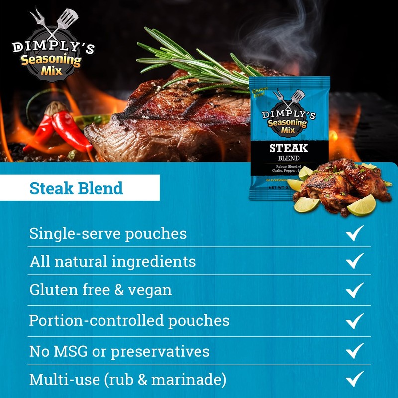 Dimply's Steak Seasoning Mix – 12 Pack, Single Serve Dry