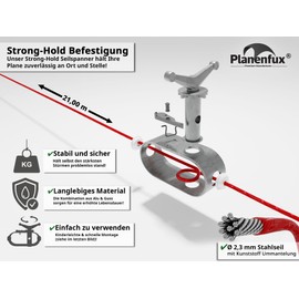 Planenfux® Wire Rope Tensioner with Steel Cable Coated 2 mm (21 m) | Strong-Hold Wire Rope Tensioner for Pool Tarpaulin, Garden Covers & Much More | Threaded Rope Tensioner Set with Tension Wire |