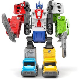 City Vehicles Transform Robot Toys, Building Toddler Toys, Learnnig Toys, Christmas Gifts2024, Birthday Gifts - Color: Construction Car Robot