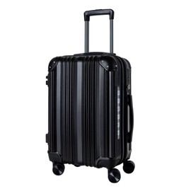 OUZZO Luggage,carry-on luggage with wheels,hardshell suitcase,expandable midium luggae,luggage locks TSA approved,24-inch suitcase with corner protectors,Black